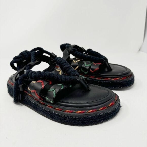 FARM RIO | Black Rope Strappy Flatform Sandals Made in Brazil Women’s Size US 8 - Picture 9 of 13
